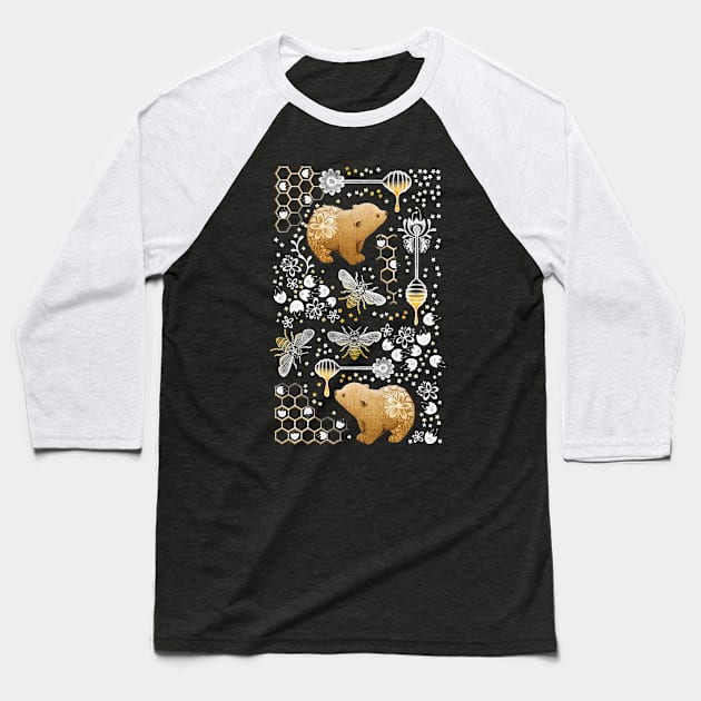 Bear-y Beautiful Honeybee Garden Baseball T-Shirt by PerrinLeFeuvre